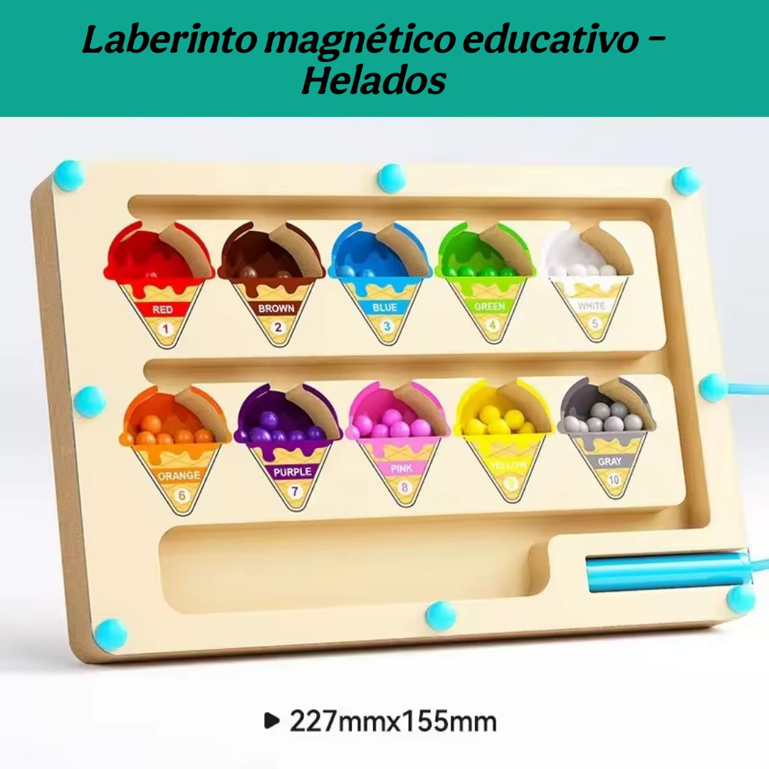 Laberinto magnético educativo de helados para niños de 3 a 6 años