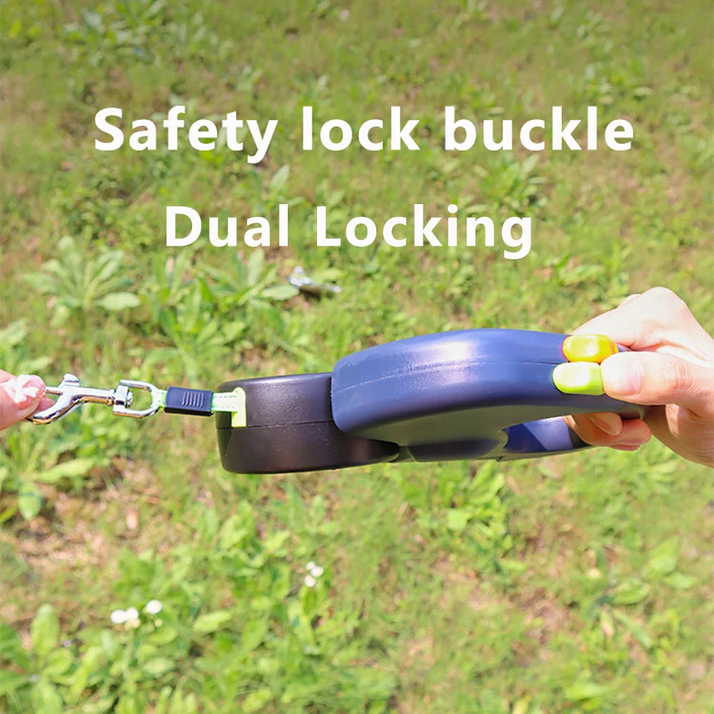 Correa retráctil para perros de doble extremo de 3 m con linterna LED, bolsa de basura, ruleta, cuerda de tracción doble de 360 grados, suministros para mascotas.