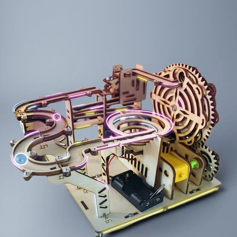 Pista de Canicas 3D de Madera – Kit DIY Mecánico STEM | Juguete Educativo & Decorativo